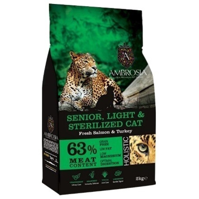 Ambrosia Grain Free ολοκληρωμένη ολιστική τροφή για υπερήλικες, υπέρβαρες και στειρωμένες γάτες Ambrosia Grain Free ολοκληρωμένη ολιστική τροφή για υπερήλικες, υπέρβαρες και στειρωμένες γάτες