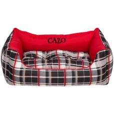 Cazo scotland line μαλακό τετράγωνο κρεβατάκι κόκκινο με ψηλή πλάτη και αποσπώμενο κάλυμμα