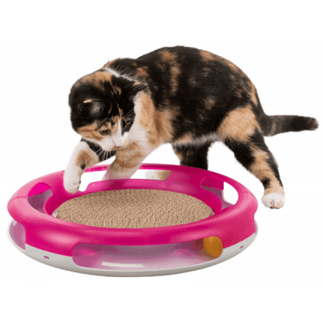 Trixie παιχνίδι γάτας race & scratch πλαστικό με επιφάνεια ξυσίματος από χαρτόνι 37cm