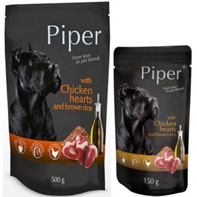 Dolina Piper Πλήρης τροφή για ενήλικες σκύλους σε φακελάκι με καρδίες κοτόπουλου & καρότο & καστανό