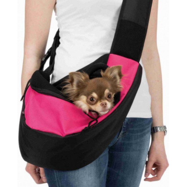 Trixie άνετη, πρακτική και ελαφριά τσάντα μεταφοράς πλαϊνή 50x25x18cm ροζ/μαύρο