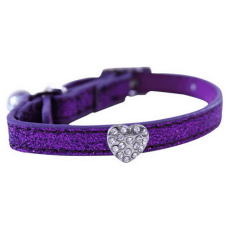 Happypet glitter heart faux leath.κολλάρο γάτας καρδιά μωβ Happypet glitter heart faux leath.κολλάρο γάτας καρδιά μωβ