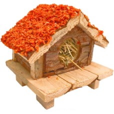 Croci Crop&crok Ξύλινο σπίτι με στέγη καρότου και γέμιση σανό 14x12x13cm