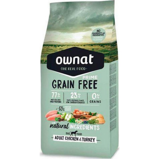 Ownat grain free τροφή σκύλου adult με κοτόπουλο & γαλοπούλα 14kg