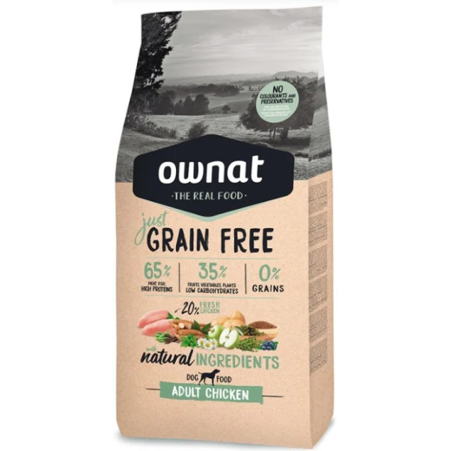 Ownat grain free τροφή just adult dog με κοτόπουλο 14kg. Ownat grain free τροφή just adult dog με κοτόπουλο 14kg.