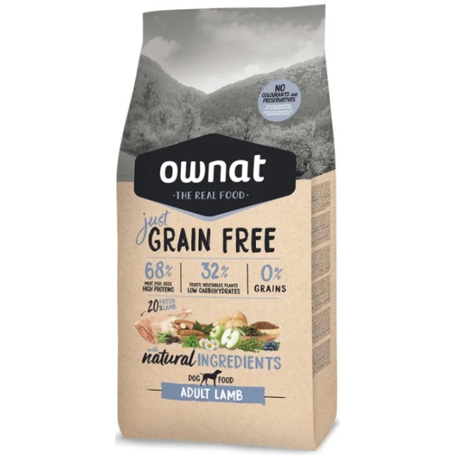 Ownat grain free τροφή just adult dog με αρνί 14kg. Ownat grain free τροφή just adult dog με αρνί 14kg.
