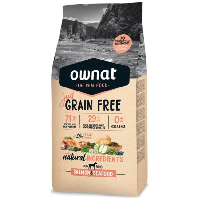 Ownat grain free τροφή just adult dog με σολομό & θαλασσινά 3kg.