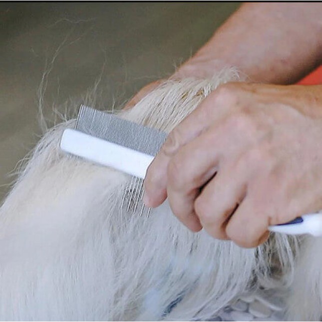 Ferplast Διπλή χτένα για σκύλους με στρογγυλεμένα δόντια και εργονομική λαβή από καουτσούκ