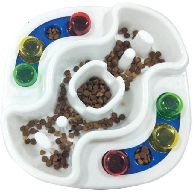 M-pets διαδραστικό πιάτο tasty-nolena που επιτρέπει στο κατοικίδιο ζώο σας να τρώει αργά
