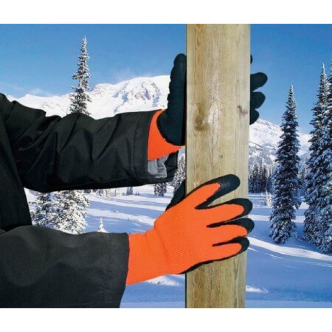 Keron χειμερινά γάντια λατεξ IceGrip, πορτοκαλί, με ζεστή ακρυλική επένδυση