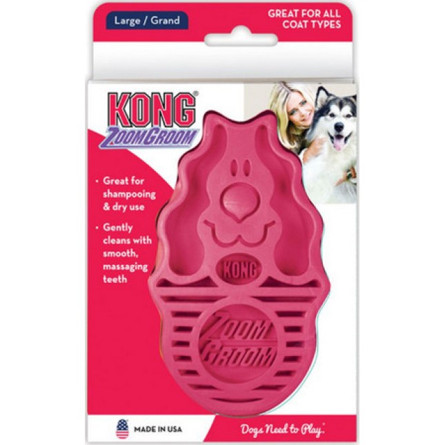 Kong βούρτσα dog zoomgroom ροζ