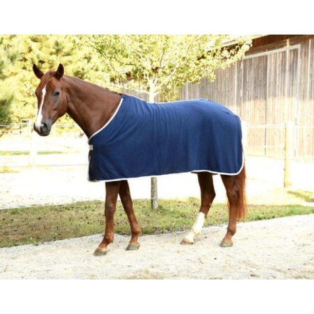 Covalliero κουβέρτα RugBe Fleece Economic μπλε, με αγκράφα στο στήθος και ιμάντα ουράς