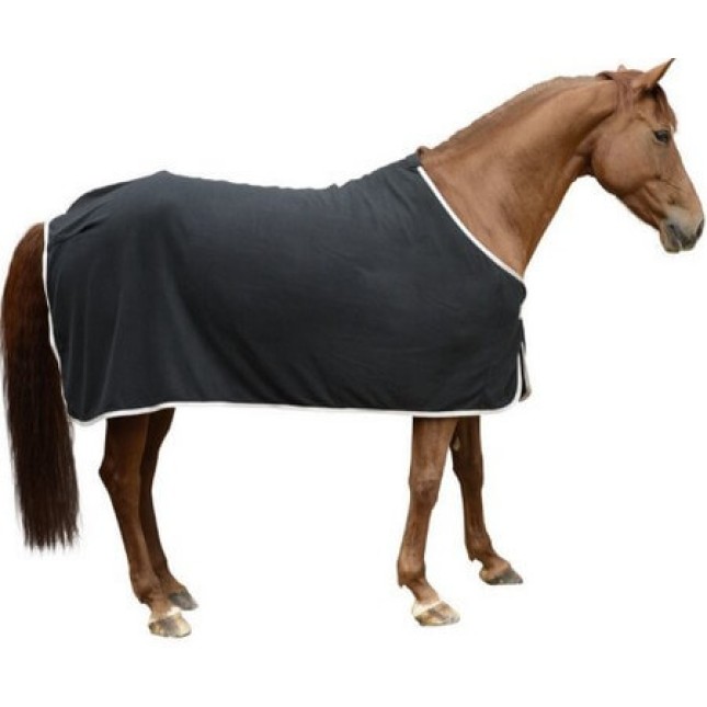 Covalliero κουβέρτα RugBe Fleece Economic μαύρη, με αγκράφα στο στήθος και ιμάντα ουράς