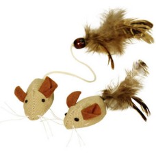 Kerbl Mice with Feathers Nature παιχνίδι γάτας πάνινα ποντικάκια με φτερά