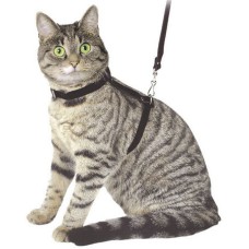 Kerbl cat harness σετ σαμάρι & οδηγός κατασκευασμένο από δερμάτινο μαύρο σουέτ βελούδο