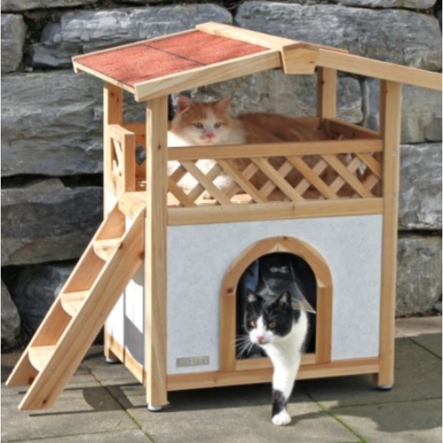 Kerbl Cat House σπίτι γάτας διώροφο είναι κατάλληλο για όλες τις γάτες που μένουν έξω.