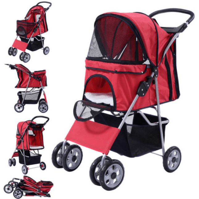 Pawise Καρότσι μεταφοράς με 4 ρόδες Κόκκινο 68x46x100c Pawise Καρότσι μεταφοράς με 4 ρόδες Κόκκινο 68x46x100c