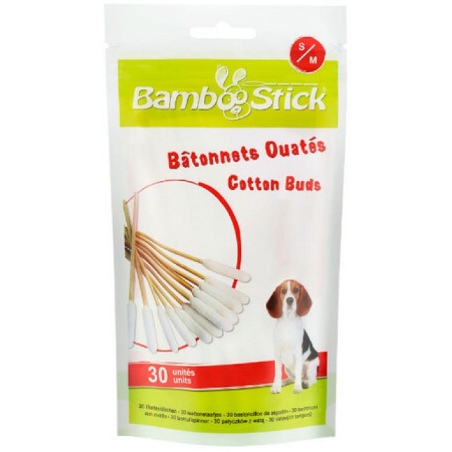 Kerbl μπατονέτες μπαμπού για τον καθαρισμό των αυτιών του σκύλου σας Bamboo Stick 30pc S/M