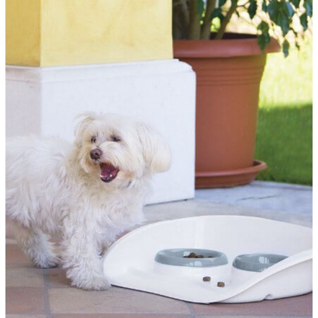 Kerbl δίσκος με δυο δοχεία φαγητού και νερού για γάτες ή μικρά σκυλιά 46 x 35 x 11 cm