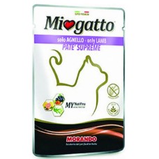 Miogatto pouches pate με αρνί  ένα ολοκληρωμένο προϊόν με έναν μόνο τύπο πρωτεΐνης ζωικής προέλευσης