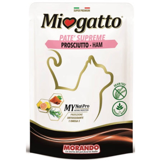 Miogatto pouches pate με χοιρινό ολοκληρωμένο προϊόν με έναν μόνο τύπο πρωτεΐνης ζωικής προέλευσης