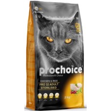 Prochoice PRO32 πλήρης ξηρή τροφή για στειρωμένες γάτες με κοτόπουλο 2kg