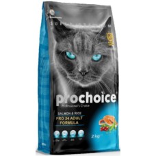 Prochoice PRO34 πλήρης και ισορροπημένη ξηρή τροφή για ενήλικες γάτες με σολομό 2kg