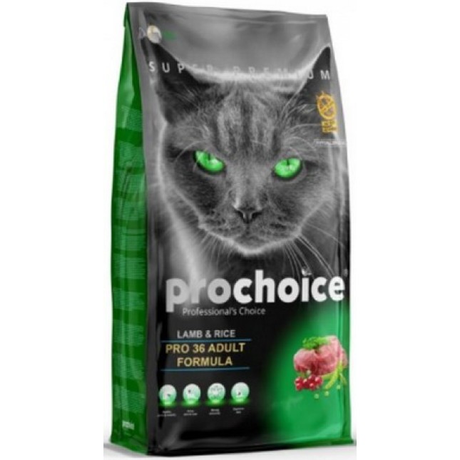 Prochoice PRO36 πλήρης και ισορροπημένη ξηρή τροφή για ενήλικες γάτες με αρνί 2kg