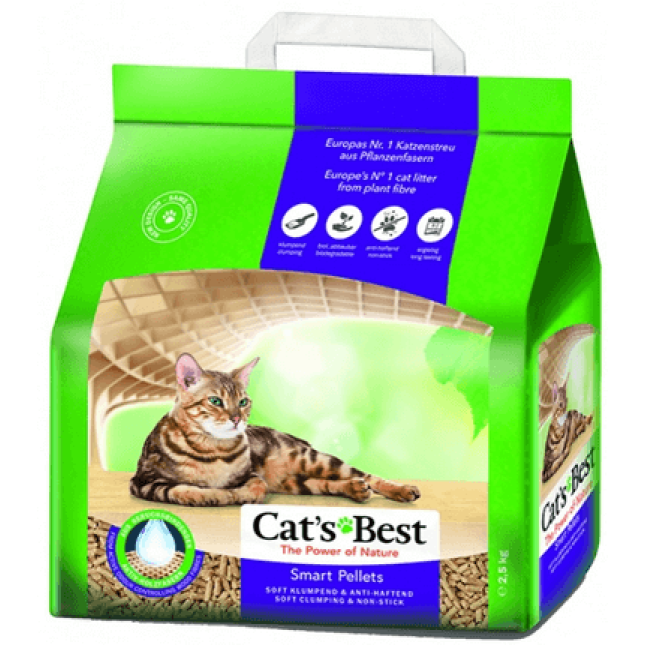 Cat's best βιοδιασπώμενα pellets από φυτικές ίνες ξύλου.Ιδανικό για μακρύτριχες γάτες 2,5kg