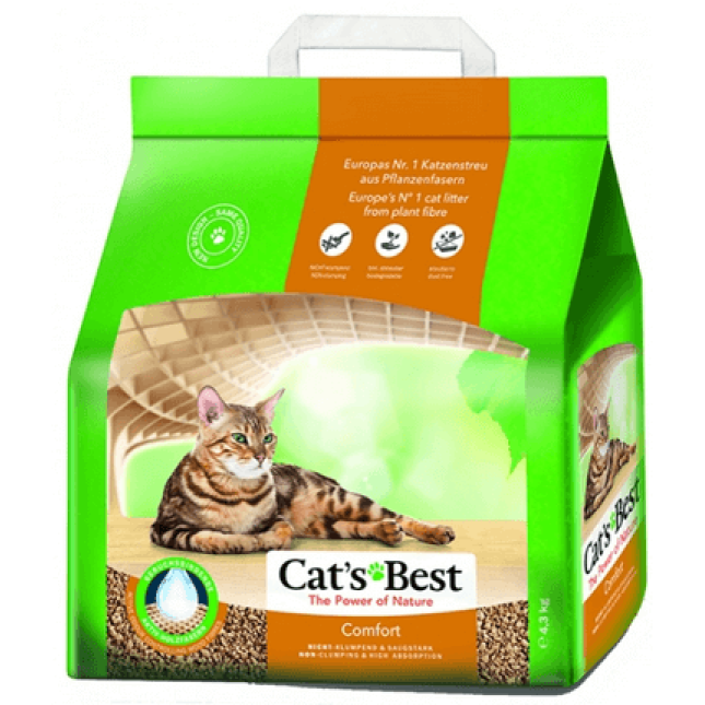 Cat's best comfort βιοδιασπώμενοι κόκκοι από φυτικές ίνες ξύλου,ιδανικό για νεαρές γάτες 4,3kg
