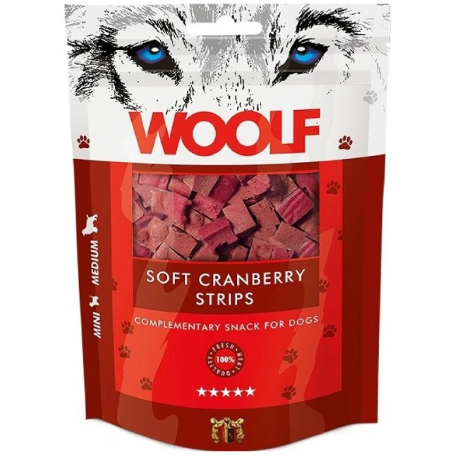 Woolf Soft λιχουδιά με μπουκιές από κοτόπουλο & κράνμπερυ 100gr Woolf Soft λιχουδιά με μπουκιές από κοτόπουλο & κράνμπερυ 100gr
