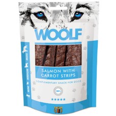 Woolf Salmon Carrot Strips Λιχουδιά με γευστικό σολωμό, με καρότο σε λωρίδες 100gr