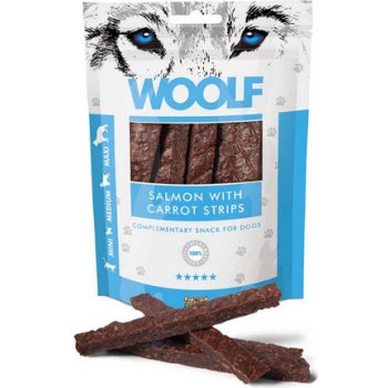 Woolf Salmon Carrot Strips Λιχουδιά με γευστικό σολωμό, με καρότο σε λωρίδες 100gr Woolf Salmon Carrot Strips Λιχουδιά με γευστικό σολωμό, με καρότο σε λωρίδες 100gr