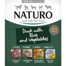 Naturo 100% φυσική τροφή για ενήλικες σκύλους με πάπια, ρύζι και λαχανικά 400gr