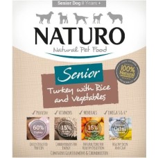 Naturo  100% Φυσική υγρή τροφή για ηλικιωμένα σκυλιά με γαλοπούλα, ρύζι και λαχανικά 400gr