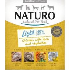 Naturo 100% φυσική τροφή για ενήλικες σκύλους με σολομό, ρύζι και λαχανικά 400gr