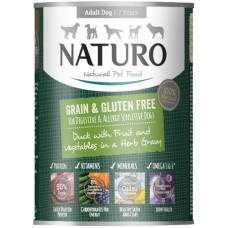 Naturo για ενήλικες σκύλου Grain Free & Gluten Free με πάπια, λαχανικά, φρούτα 390gr