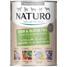 Naturo για ενήλικες σκύλου Grain Free & Gluten Free με γαλοπούλα, λαχανικά, φρούτα 390gr