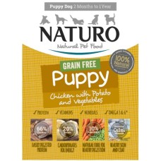 Naturo 100% φυσική τροφή Grain Free για κουτάβια με κοτόπουλο, πατάτα και λαχανικά 150gr