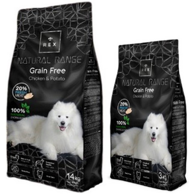 Rex Πλήρης τροφή χωρίς δημητριακά για ενήλικες σκύλους με κοτόπουλο και πατάτα