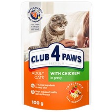 Kormotech Club 4 Paws Πλήρης υγρή τροφή για ενήλικες γάτες με κοτόπουλο σε σάλτσα