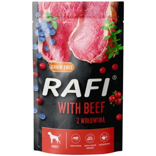 Dolina Noteci Φακελάκι Rafi υγρή τροφή για ενήλικες σκύλους όλων των φυλών - με βόειο κρέας 500gr