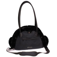 Croci τσάντα μεταφοράς plushie με μαύρο βελούδο και λαβές από συνθετικό δέρμα 36x22x25 cm