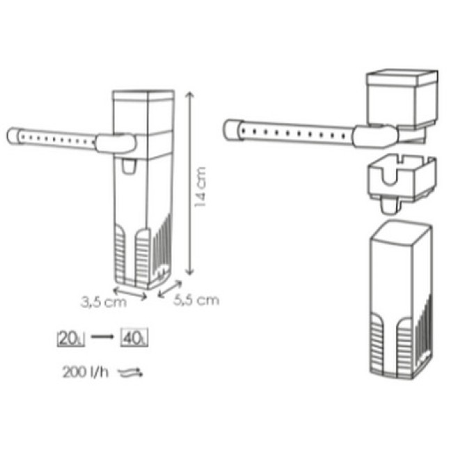 Ciano CF 40 φίλτρο μαύρο 3,5 x 5,5 x 14 cm