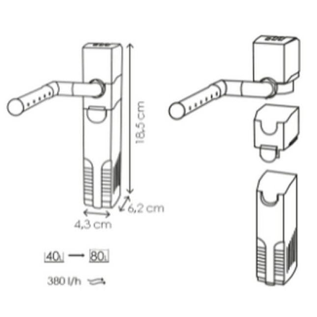 Ciano CF 80 φίλτρο μαύρο 4,3 x 6,2 x 18,5 cm