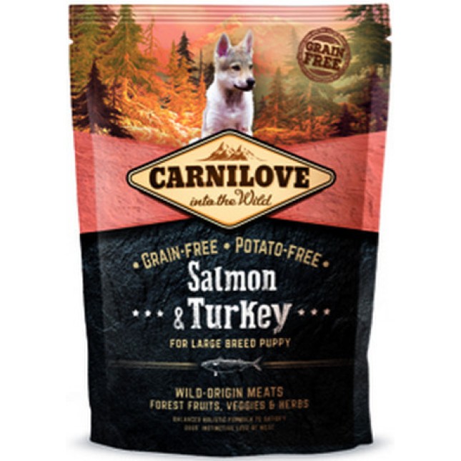 Carnilove Puppy Large Salmon πλήρες διατροφή, πλούσια σε θρεπτικά συστατικά, πρωτεΐνες και λιπαρά