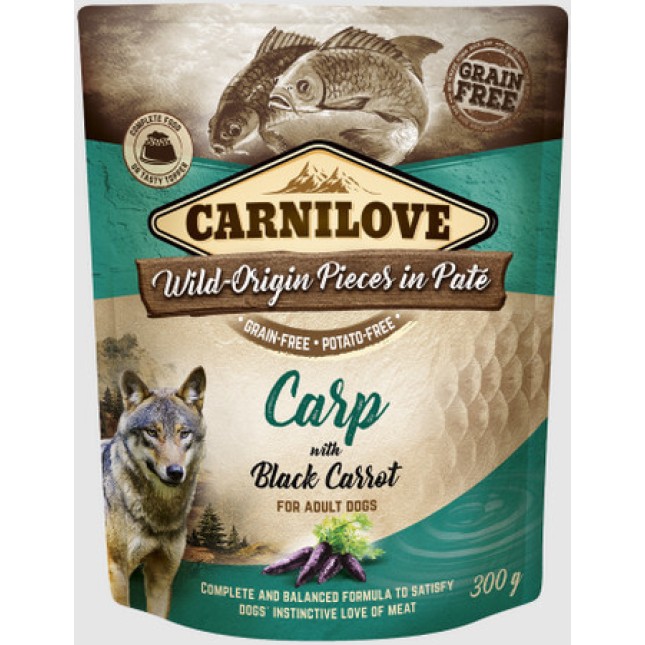 Carnilove τροφή σκύλου σε φακελάκι με Carp with Black Carrot με υψηλή περιεκτικότητα σε κρέας