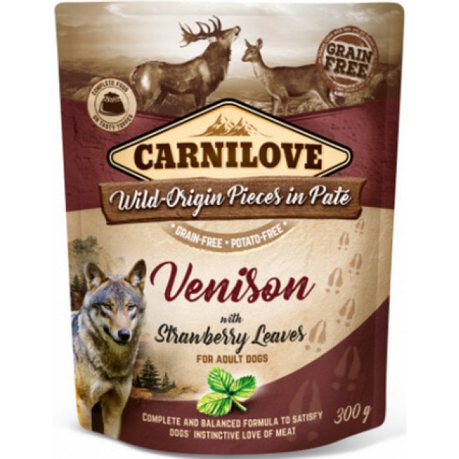 Carnilove τροφή σκύλου σε φακελάκι με ελάφι with Strawberry Leaves Carnilove τροφή σκύλου σε φακελάκι με ελάφι with Strawberry Leaves