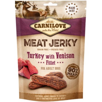 Carnilove SN Jerky με φιλέτο γαλοπούλας με ελάφι,ακαταμάχητη γεύση που συμπληρώνει τη διατροφή 100g Carnilove SN Jerky με φιλέτο γαλοπούλας με ελάφι,ακαταμάχητη γεύση που συμπληρώνει τη διατροφή 100g