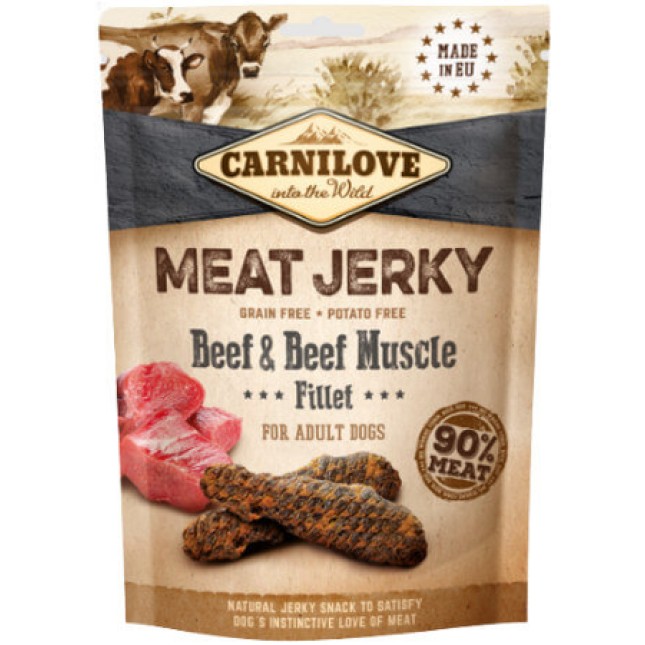 Carnilove SN Jerky με βοδινό κρέας και μοσχαρίσιο φιλέτο με μεγάλη περιεκτικότητα σε κρέας 100g